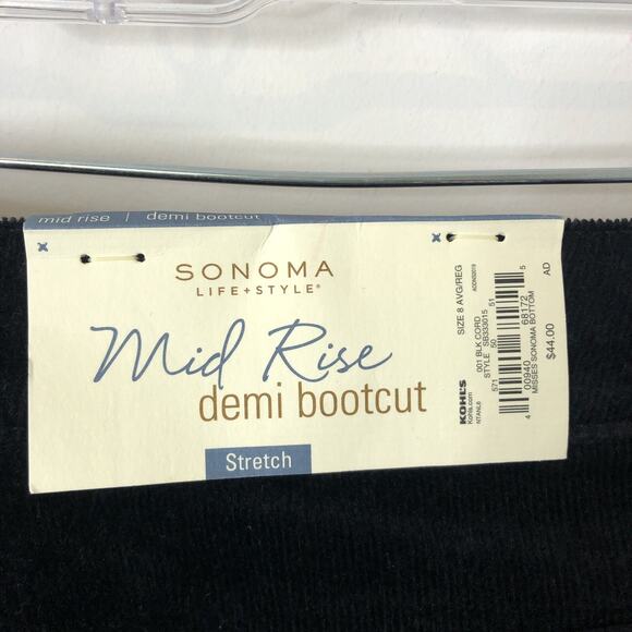 Sonoma NWT Women's Mid Rise Demi Bootcut Black Corduroy Pants Size 8 - Picture 7 of 10